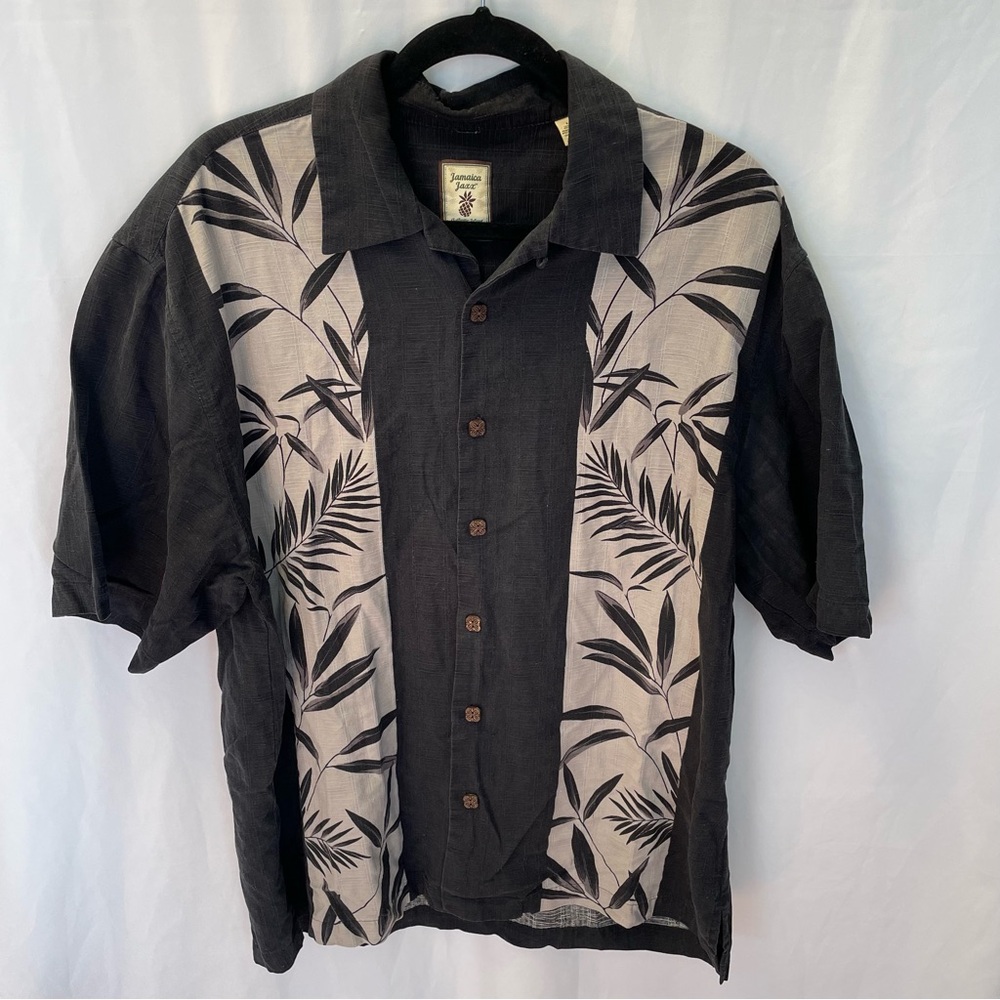 Jamaica Jaxx Silk Short Sleeve Tropical Button Front Shirt Large Vacation‎ Beach